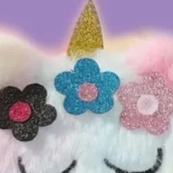 Round Unicorn Bag / Coin Purse Plush Wallet Cute Shoulder Bag - 5" Diameter -NWT - Picture 4 of 4